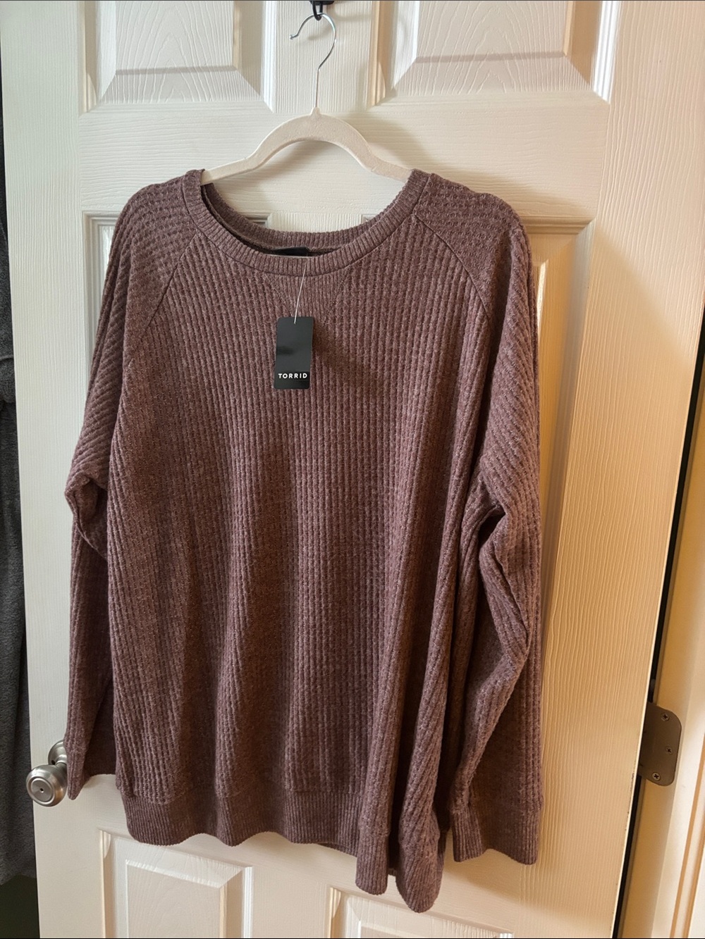 torrid Mauve Waffle-Knit Crewneck Sweater